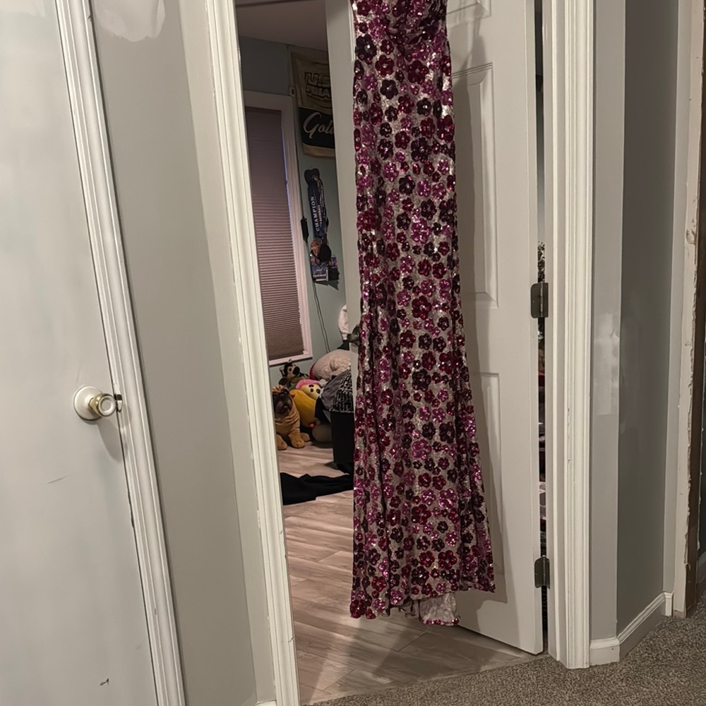 Sherri Hill Pink Floral Prom Dress - Picture 5 of 6